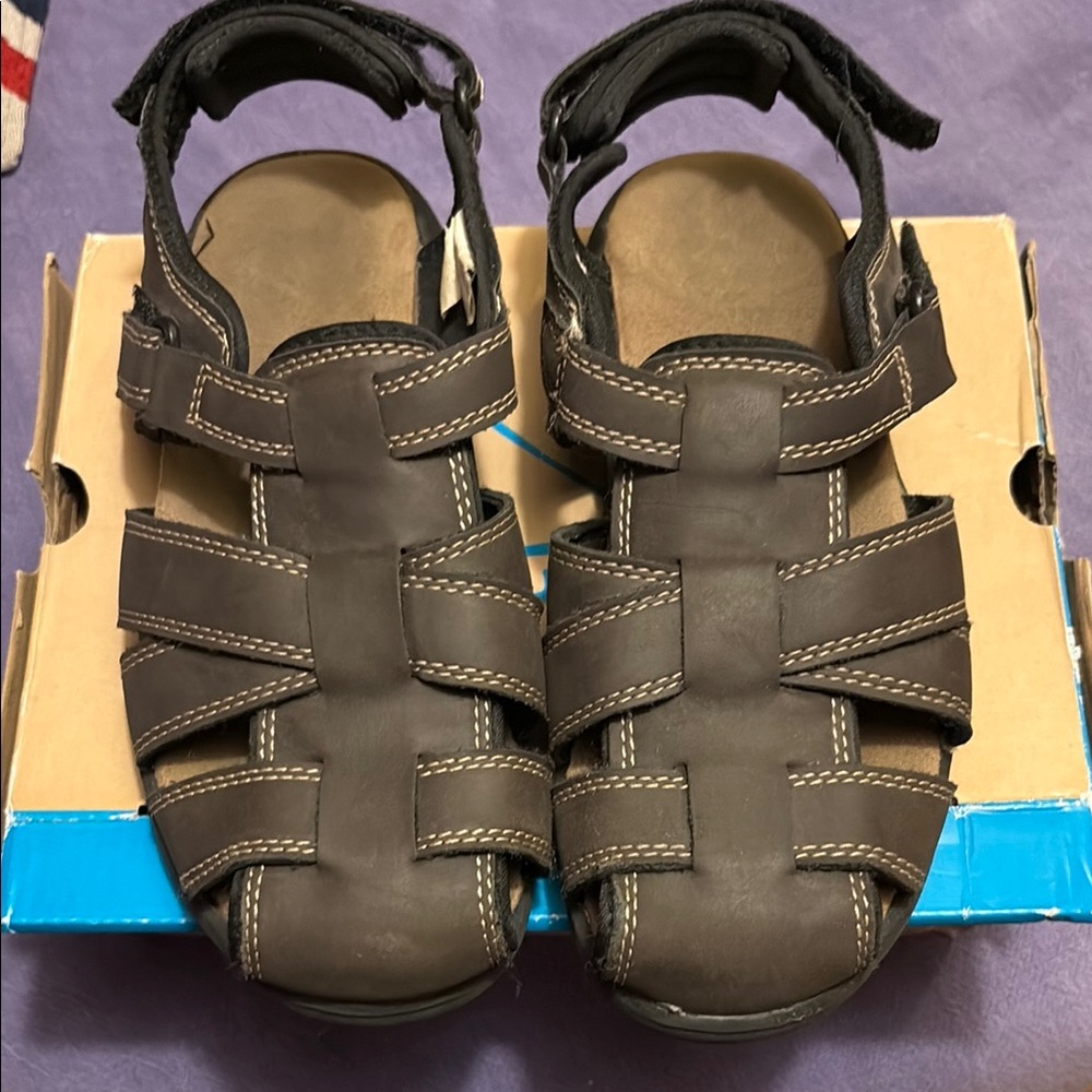 Brown Fisherman Sandals with Velcro Strap and Sturdy Sole